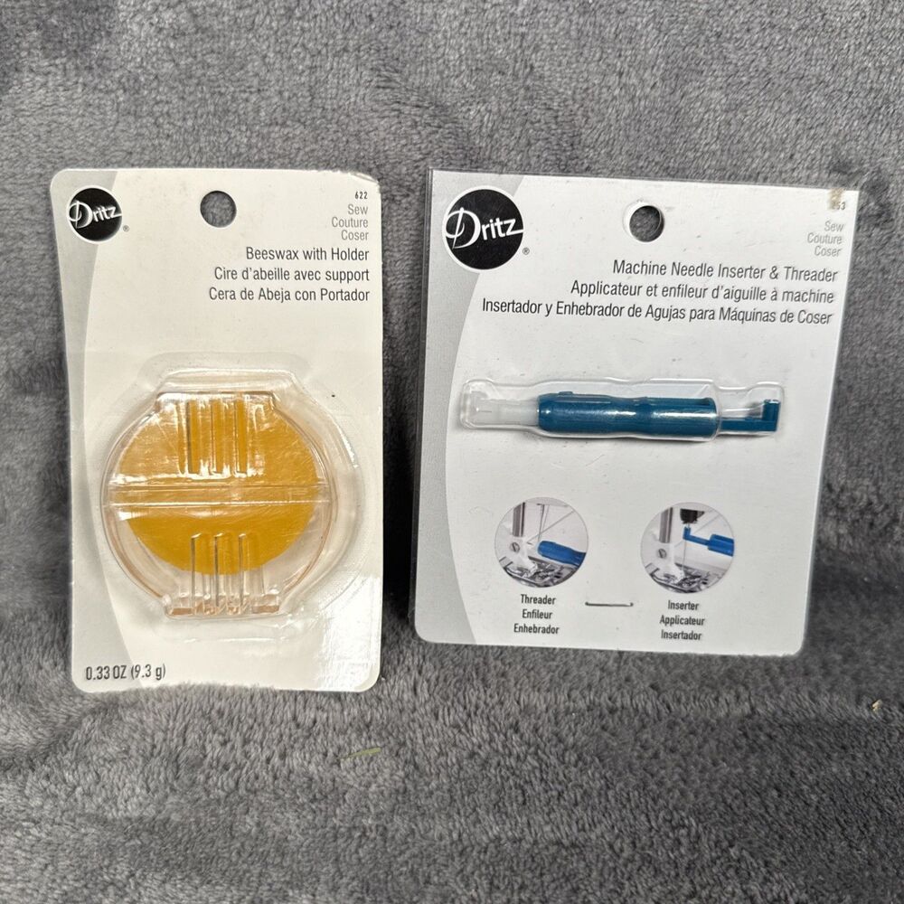 Dritz Machine Needle Inserter & Threader, Beeswax With Holder Lot Sewing